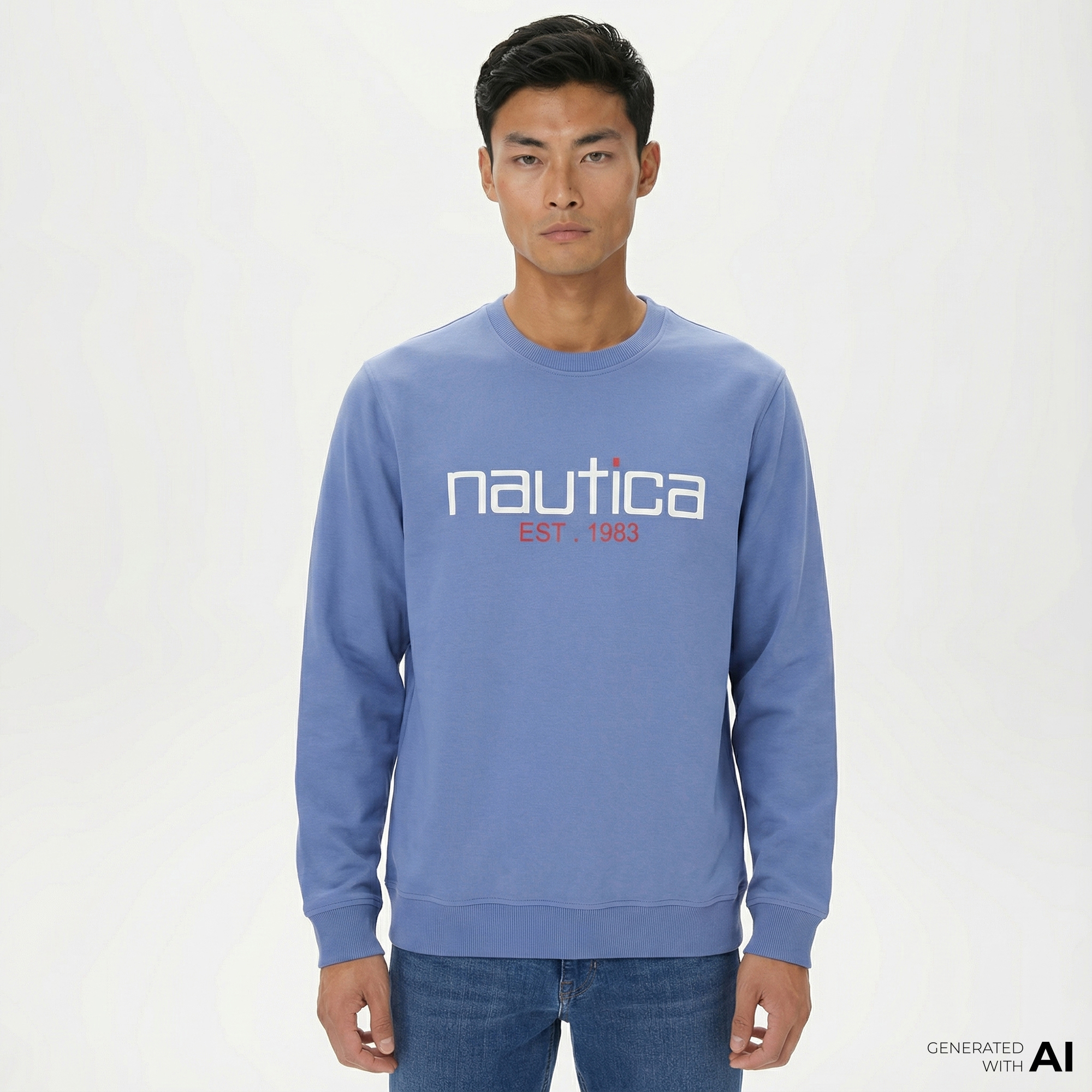  Nautica Erkek Mavi Standart Fit Sweatshirt