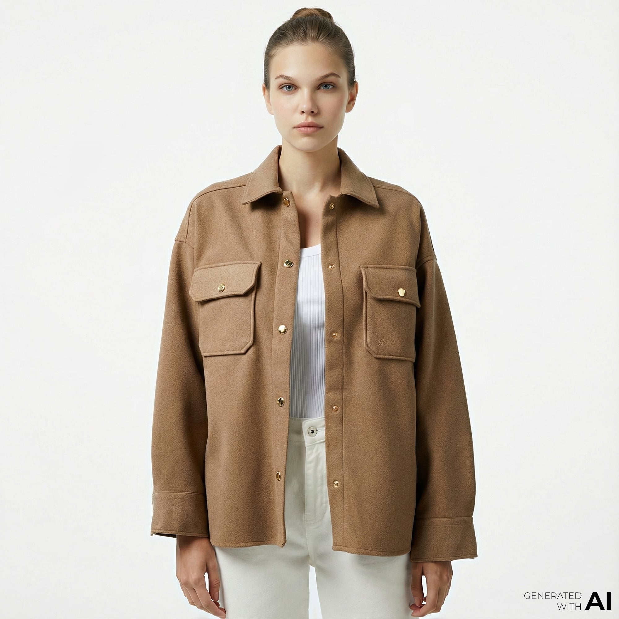  Nautica Kadın Kahverengi Regular Fit Gömlek