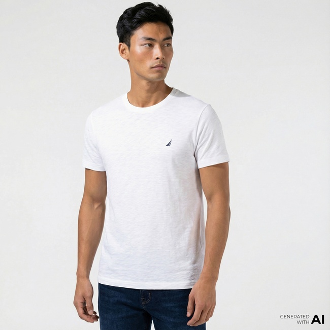  Nautica Erkek Beyaz Standart Fit T-Shirt