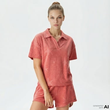  Nautica Kadın Pembe Relaxed Fit Polo Yaka T-Shirt