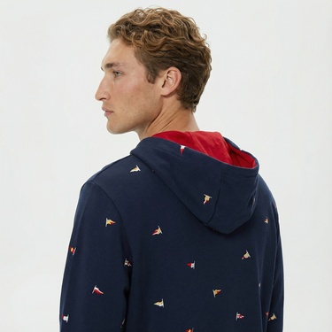  Nautica Erkek Lacivert Standart Fit İşlemeli KapüşonluSweatshirt