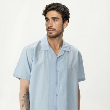  Nautica Erkek Mavi Classic Fit Kısa Kollu Gömlek