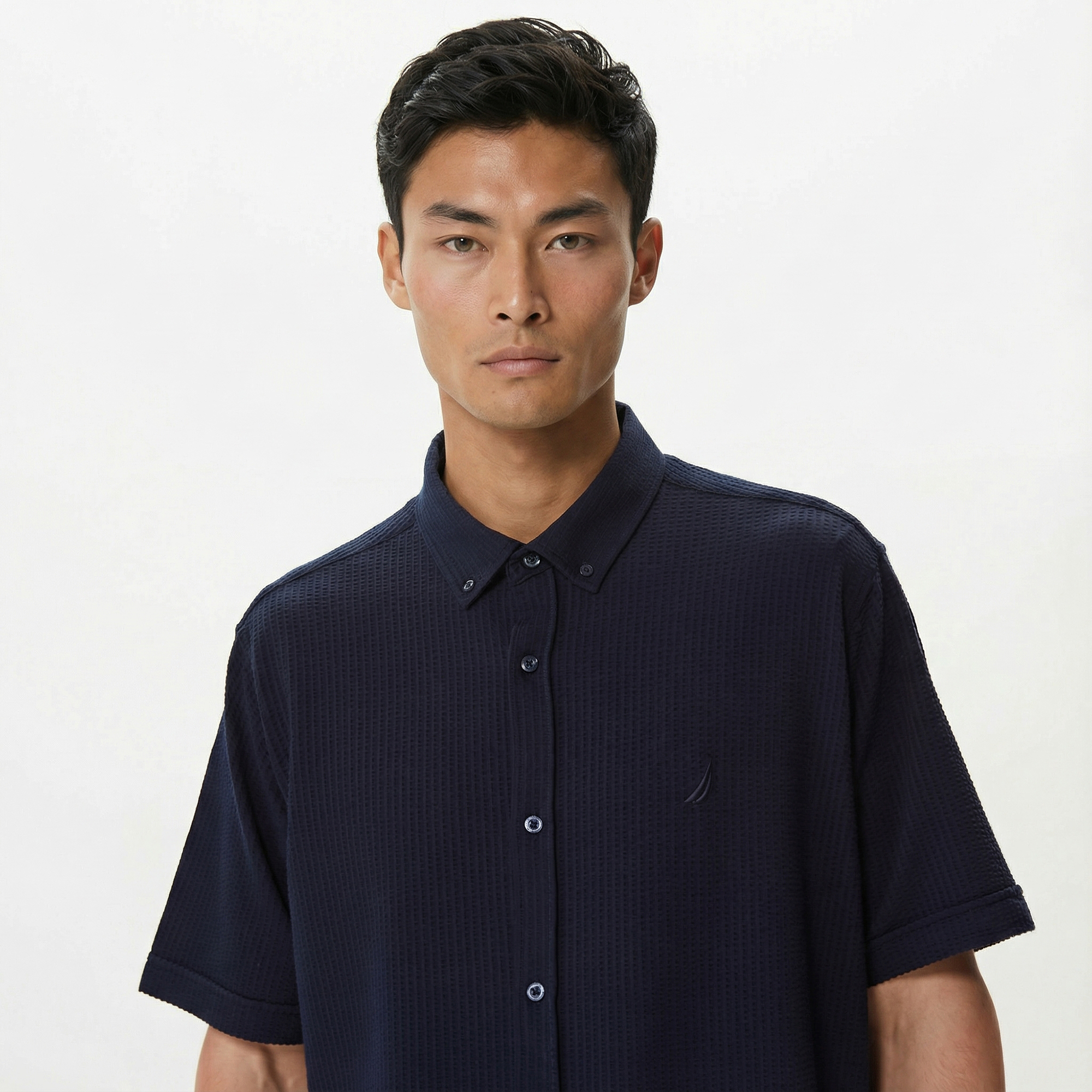  Nautica Erkek Lacivert Classic Fit Kısa Kollu Gömlek