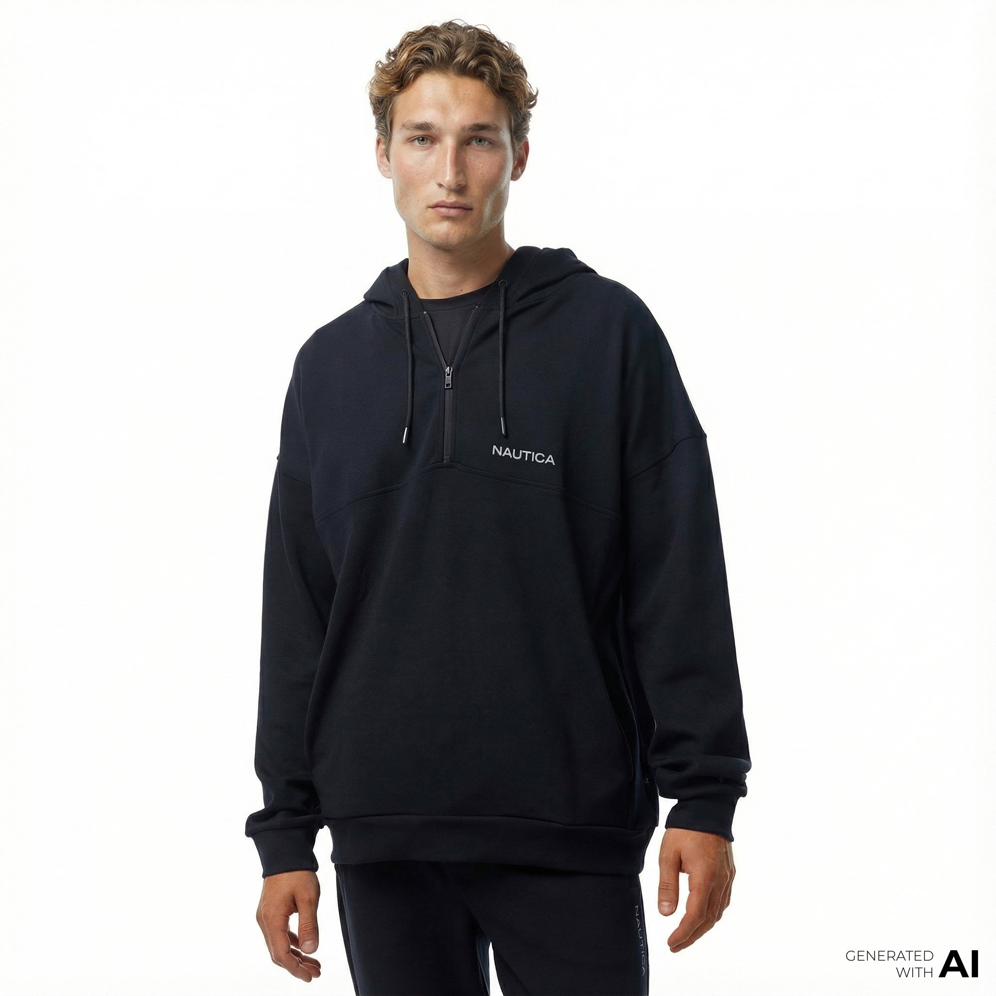  Nautica Erkek Siyah Standart Fit Sweatshirt
