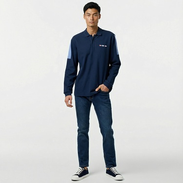  Nautica Erkek Lacivert Uzun Kollu Polo Yaka T-Shirt