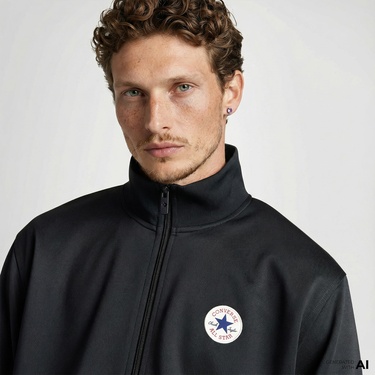  Converse Erkek Grafik Baskılı Siyah Eşofman Üstü