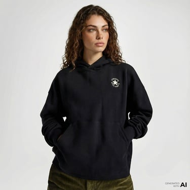  Converse Kadın Oversize Fit Siyah Hoodie