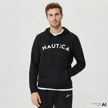  Nautica Erkek Siyah Standart Fit Sweatshirt