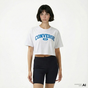  Converse Sporty Cropped Kadın Beyaz T-Shirt