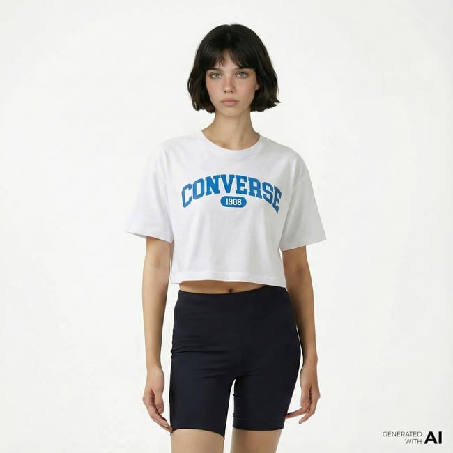  Converse Sporty Cropped Kadın Beyaz T-Shirt