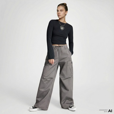  Converse Cargo Kadın Gri Pantolon