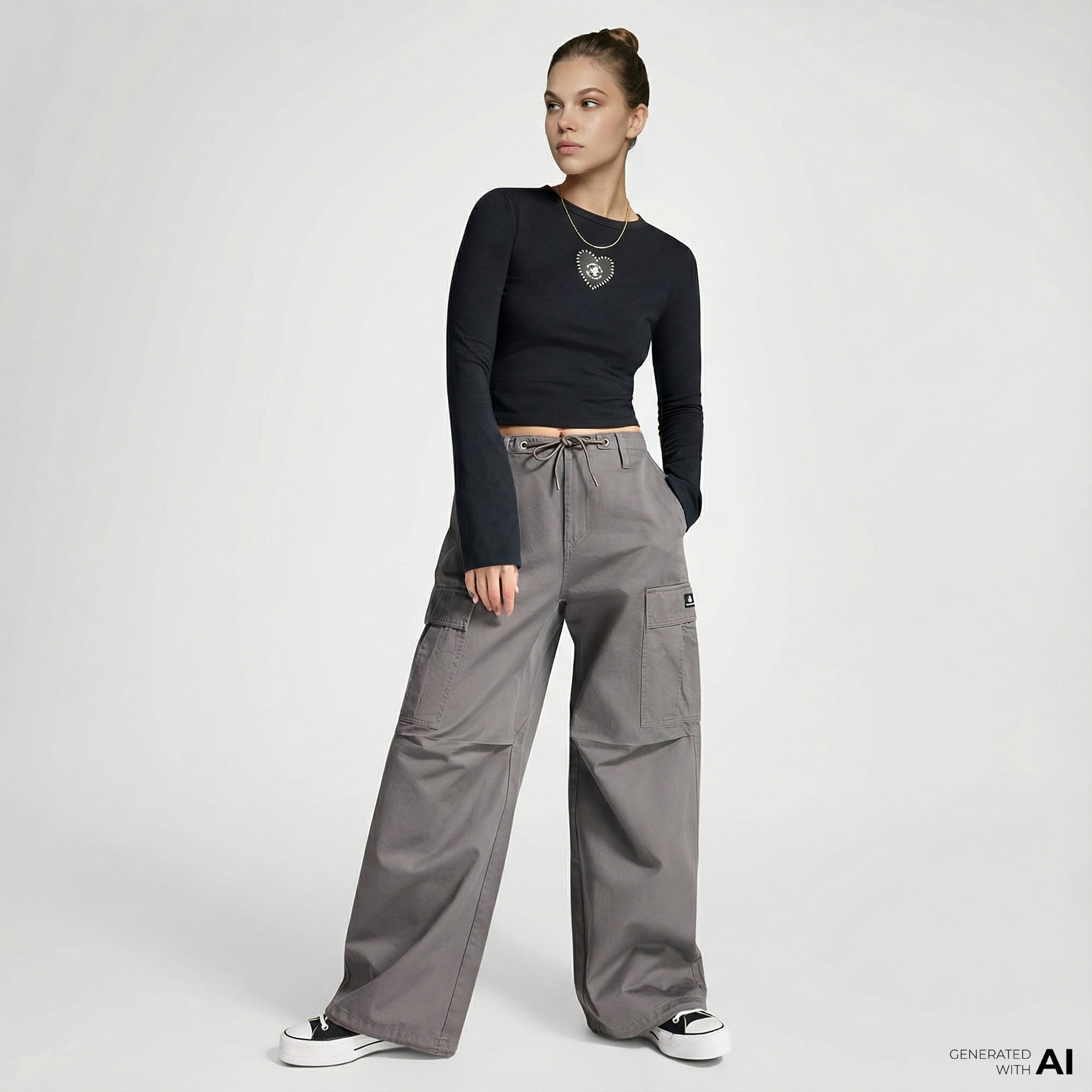  Converse Cargo Kadın Gri Pantolon