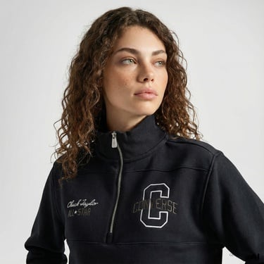  Converse Kadın Yarım Fermuarlı Siyah Sweatshirt