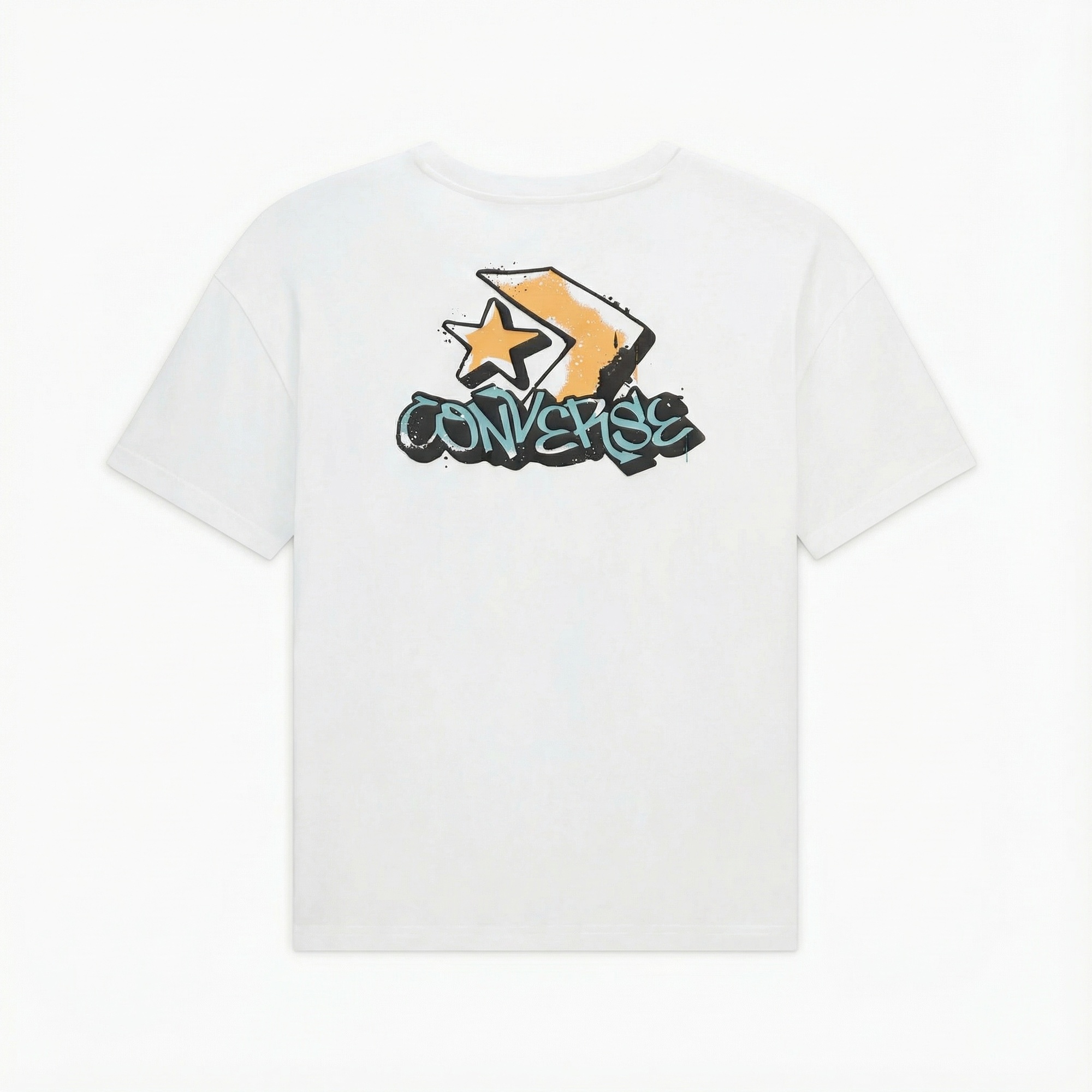 Converse Kadın Oversized Fit Grafik Baskılı Beyaz T-Shirt