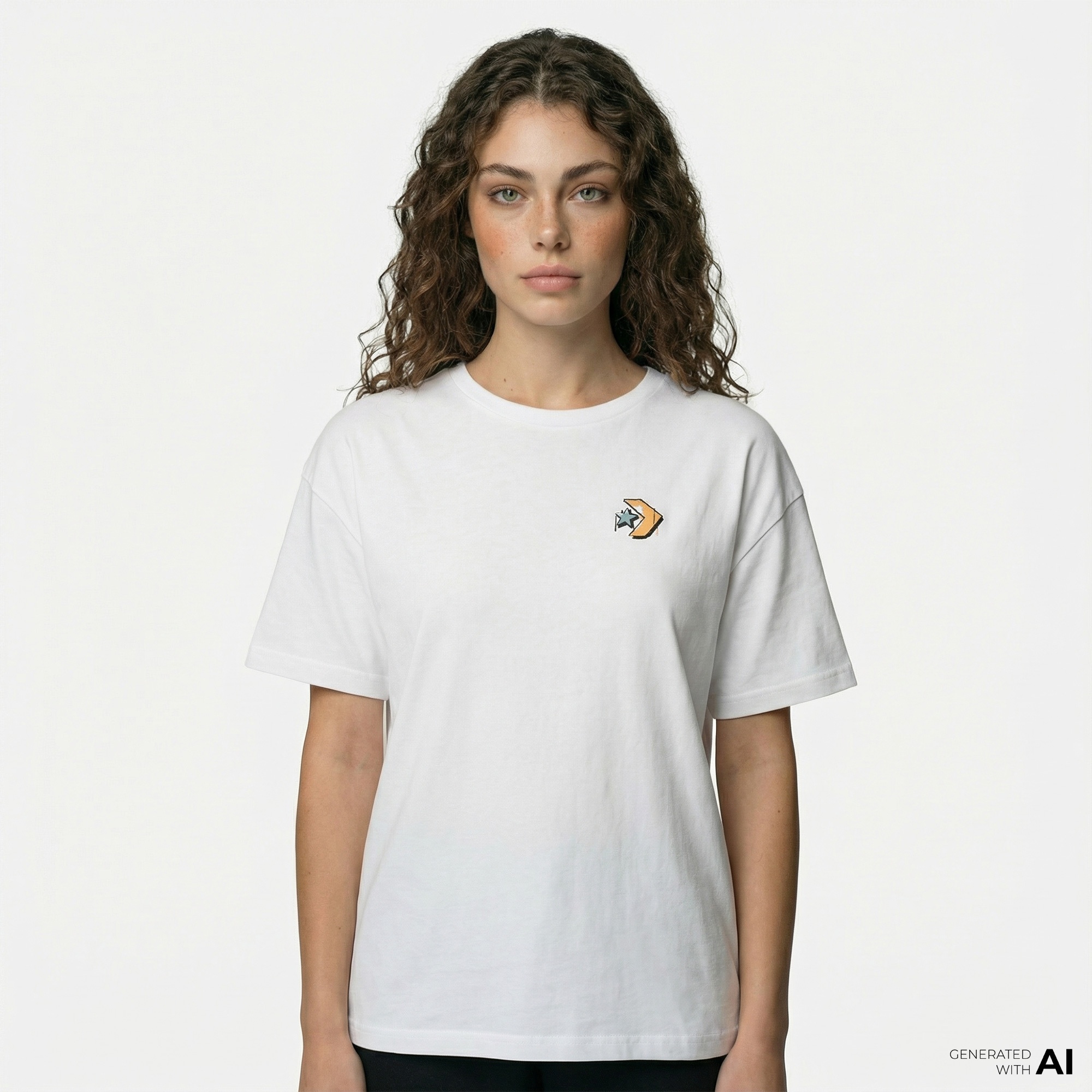 Converse Kadın Oversized Fit Grafik Baskılı Beyaz T-Shirt