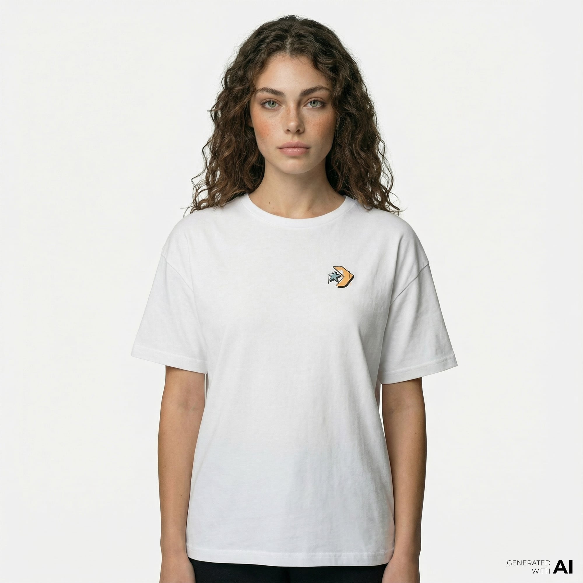  Converse Kadın Oversized Fit Grafik Baskılı Beyaz T-Shirt