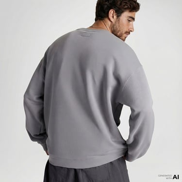  Converse Erkek Loose Fit Baskılı Gri Sweatshirt