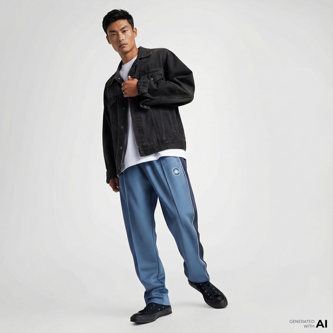  Converse Erkek Renk Bloklu Mavi Eşofman Altı