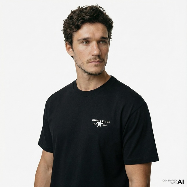  Converse Erkek Grafik Baskılı Siyah T-Shirt