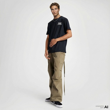  Converse Erkek Loose Fit Baskılı Siyah T-Shirt