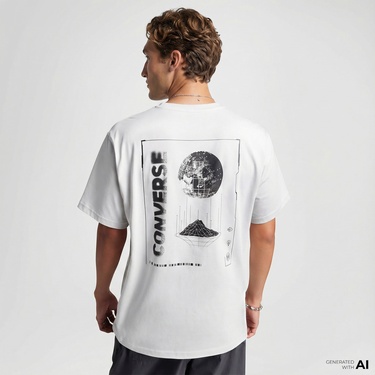  Converse Erkek Grafik Baskılı Beyaz T-Shirt