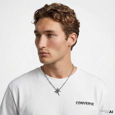  Converse Erkek Grafik Baskılı Beyaz T-Shirt