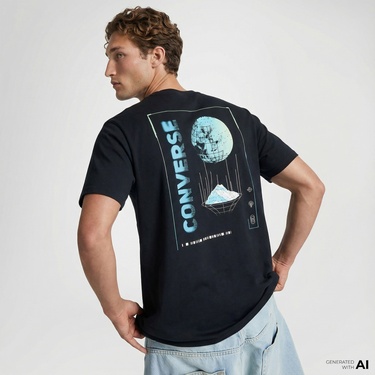  Converse Erkek Grafik Baskılı Siyah T-Shirt