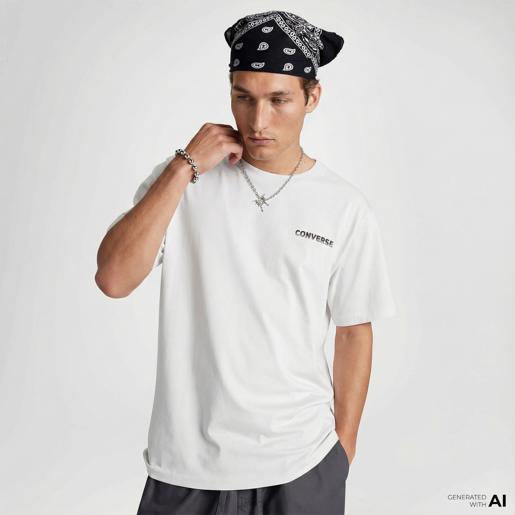 Converse Erkek Grafik Baskılı Beyaz T-Shirt