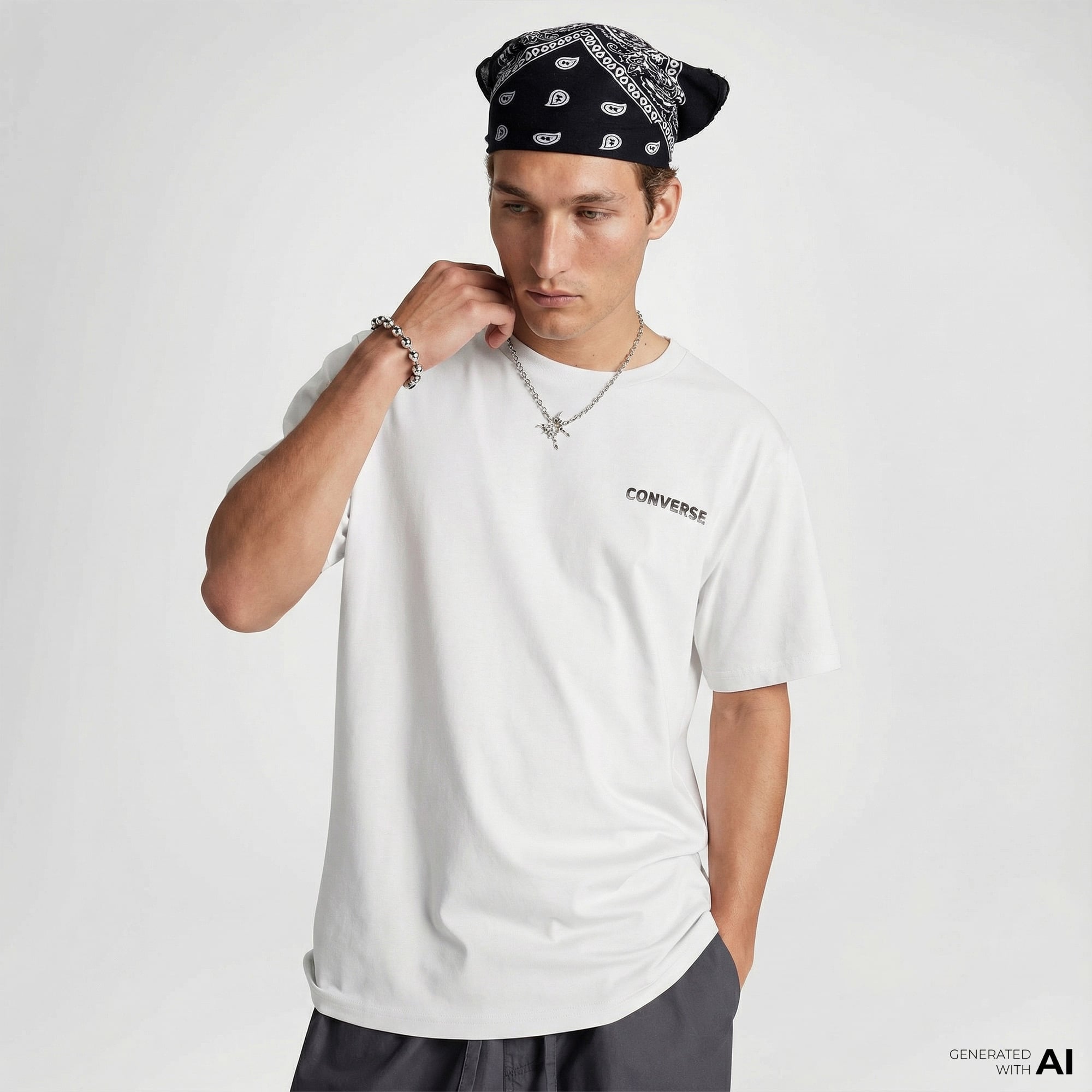  Converse Erkek Grafik Baskılı Beyaz T-Shirt