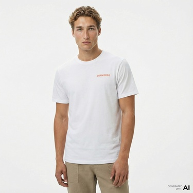  Converse Erkek Grafik Baskılı Beyaz T-Shirt