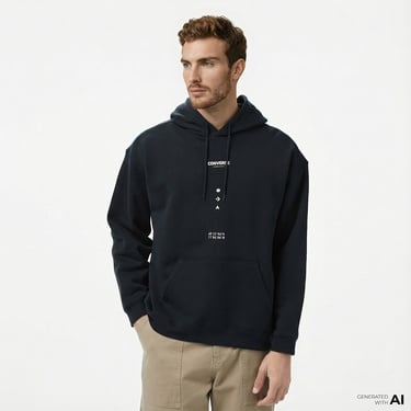  Converse Erkek Loose Fit Siyah Hoodie