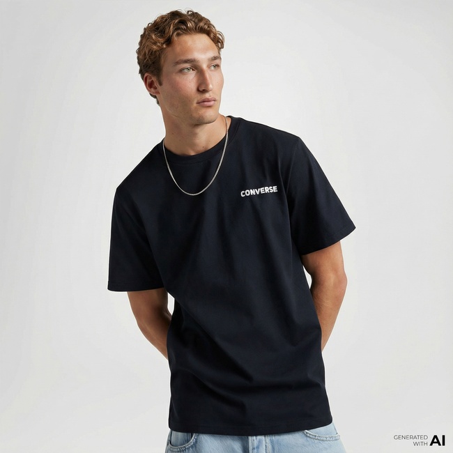  Converse Erkek Grafik Baskılı Siyah T-Shirt