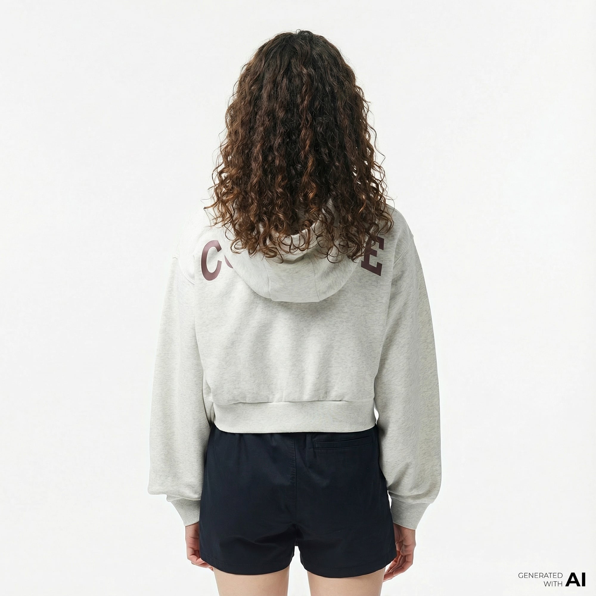 Converse Kadın Baskılı Gri Fermuarlı Hoodie