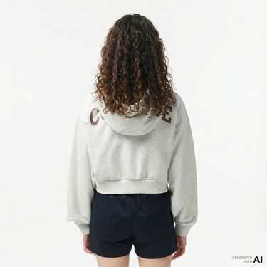  Converse Kadın Baskılı Gri Fermuarlı Hoodie