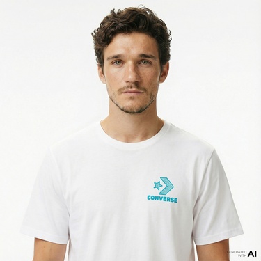  Converse Erkek Grafik Baskılı Beyaz T-Shirt