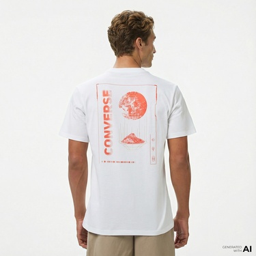  Converse Erkek Grafik Baskılı Beyaz T-Shirt