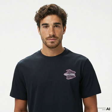  Converse Erkek Loose Fit Grafik Baskılı Siyah T-Shirt