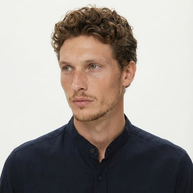  Nautica Erkek Siyah Classic Fit Keten Gömlek