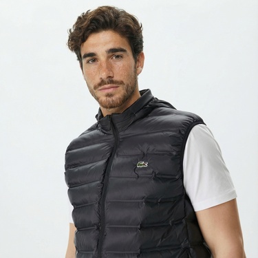  Lacoste Erkek Slim Fit Kapüşonlu Siyah Yelek