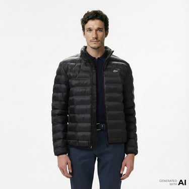  Lacoste Erkek Kapüşonlu Siyah Mont