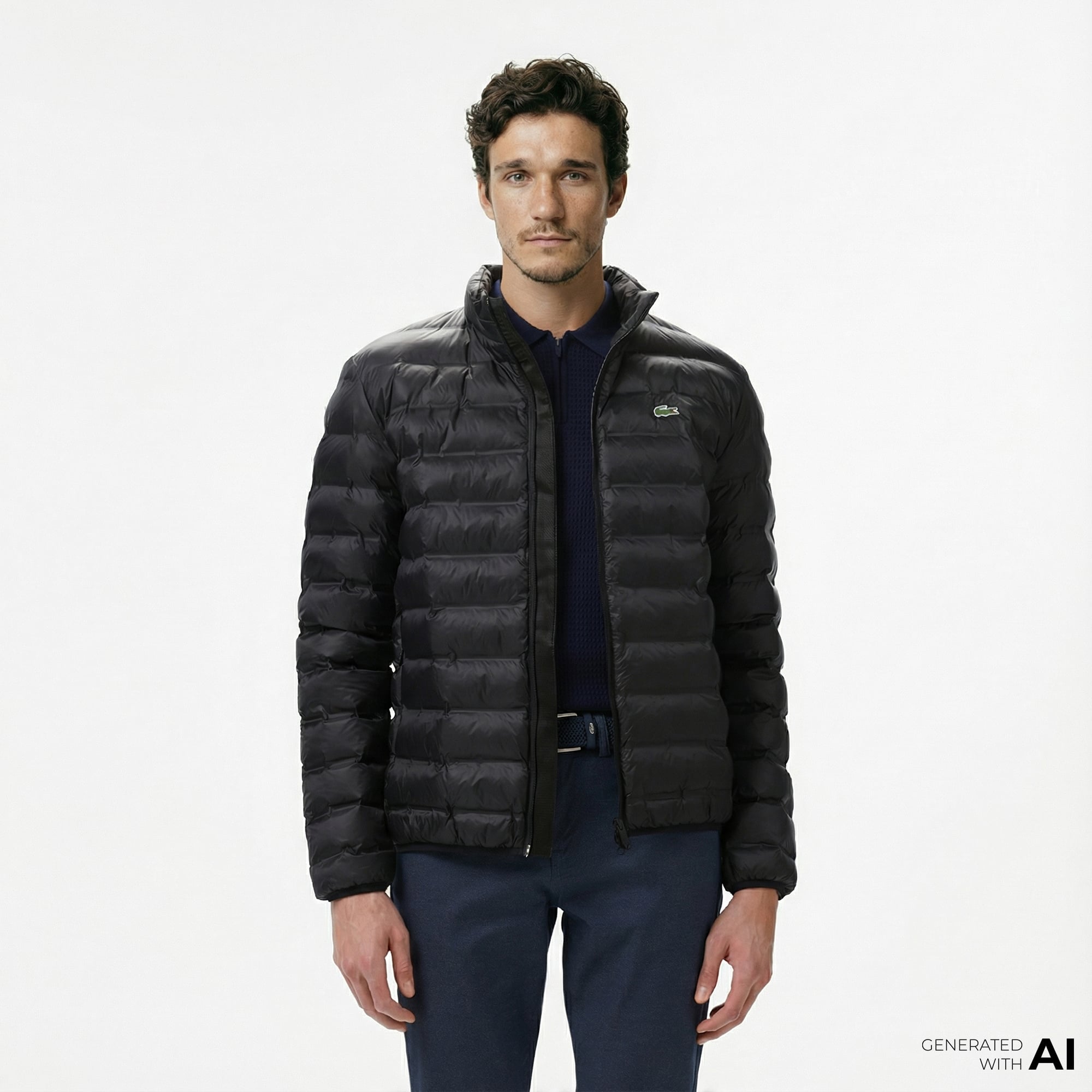  Lacoste Erkek Kapüşonlu Siyah Mont