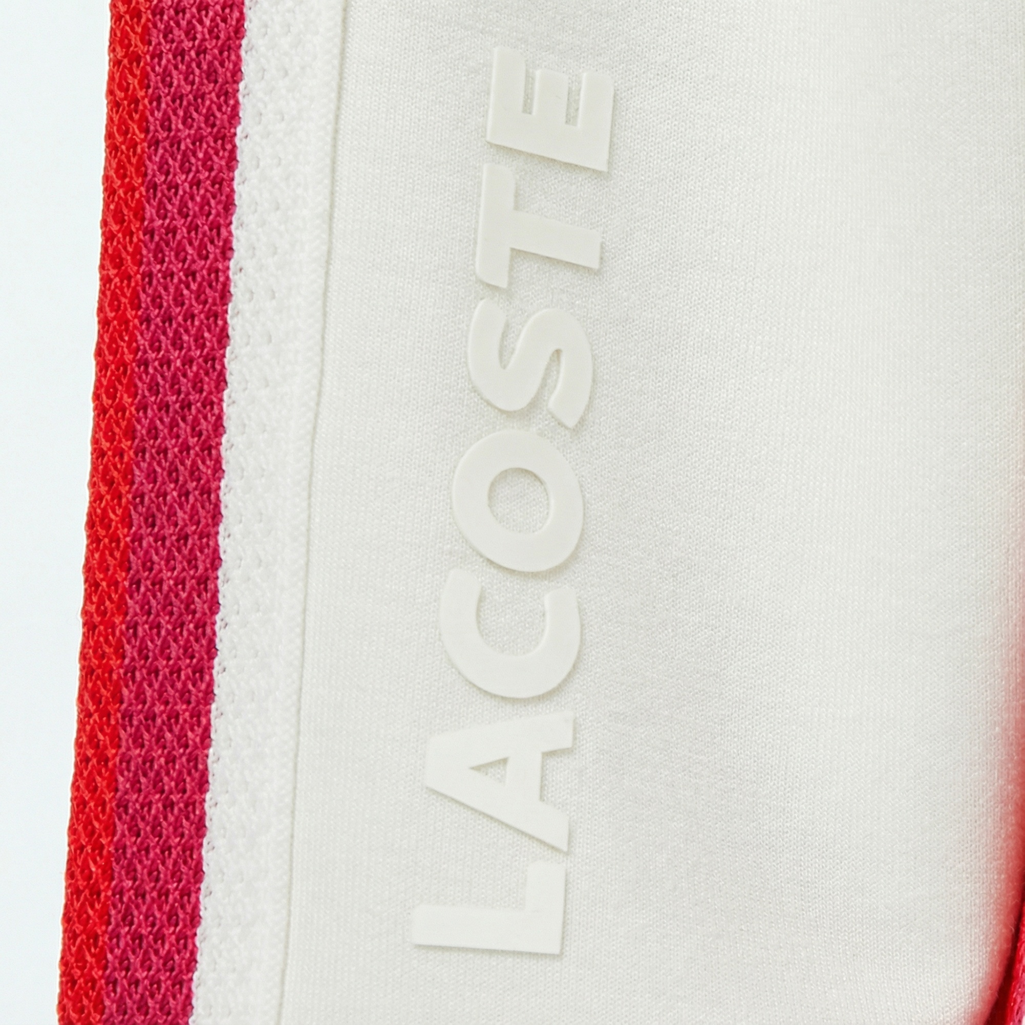 Lacoste Kadın Crop Fit Fermuarlı Renk Bloklu Beyaz Sweatshirt