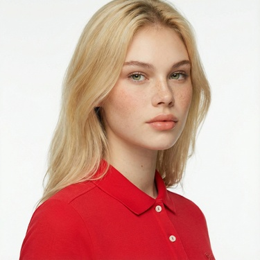  Lacoste L.12.D Kadın Slim Fit Kırmızı Polo