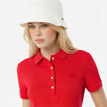  Lacoste L.12.D Kadın Slim Fit Kırmızı Polo