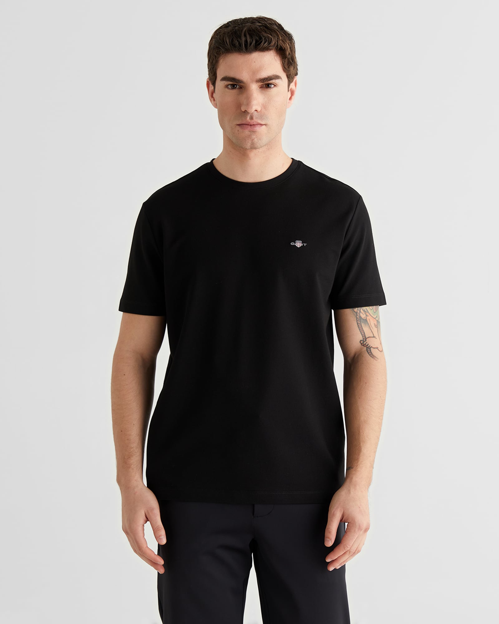  GANT Erkek Siyah Bisiklet Yaka Regular Fit T-Shirt