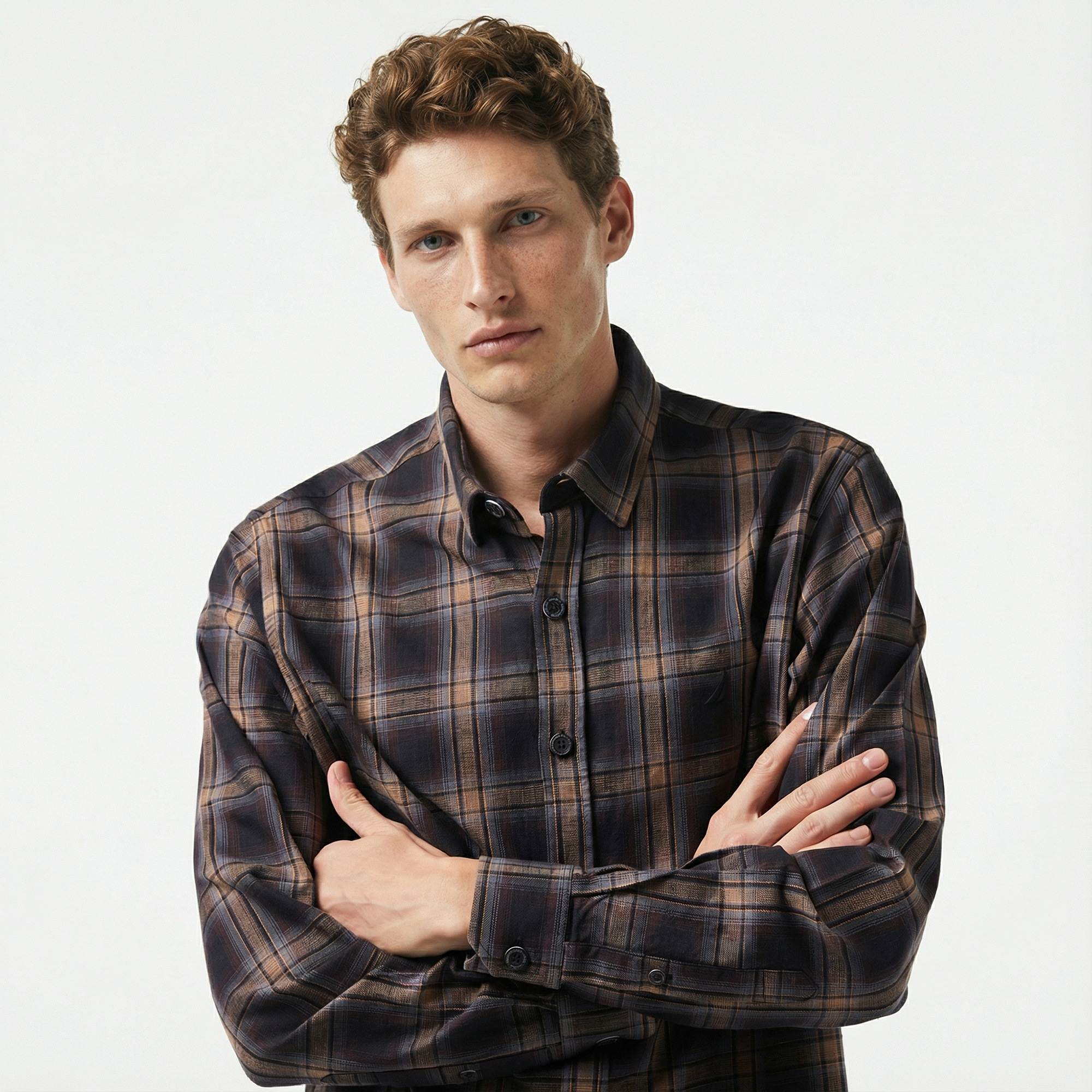  Nautica Erkek Kahverengi Classic Fit Gömlek