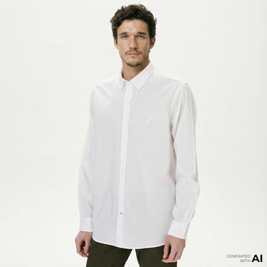  Nautica Erkek Beyaz Classic Fit Gömlek
