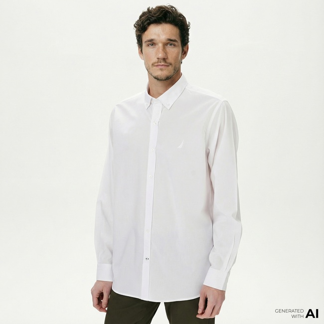  Nautica Erkek Beyaz Classic Fit Gömlek