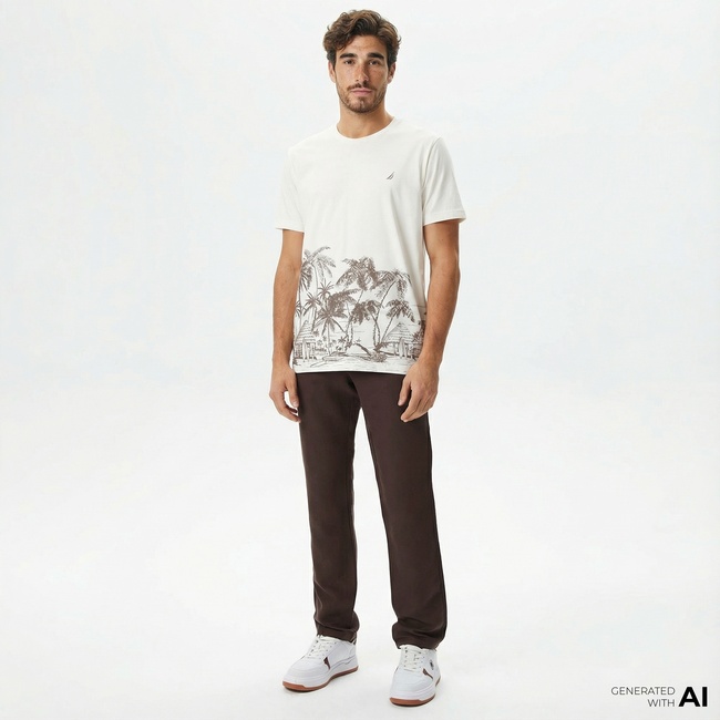  Nautica Erkek Kahverengi Classic Fit Pantolon