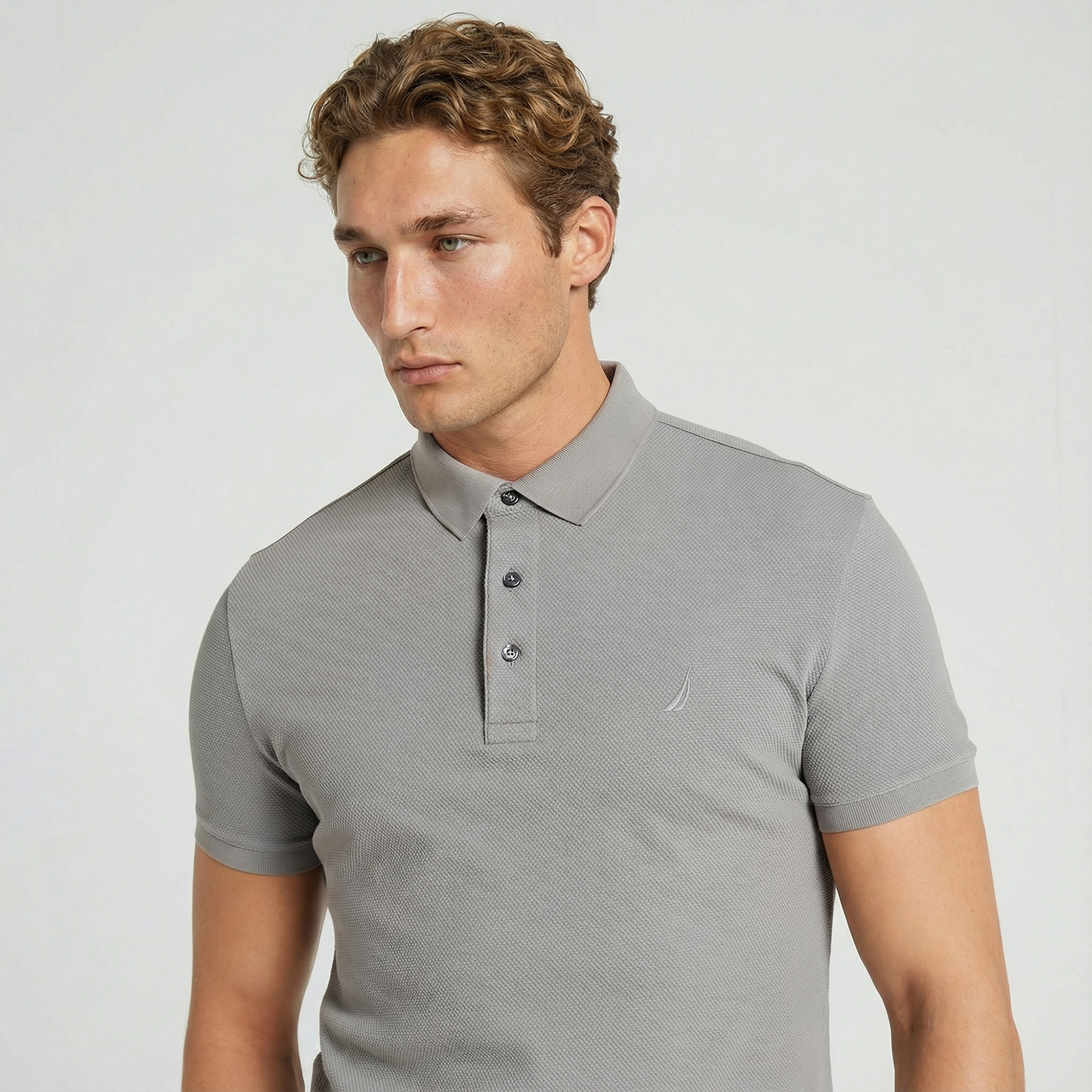  Nautica Erkek Gri Slim Fit Kısa Kollu Polo Yaka T-Shirt